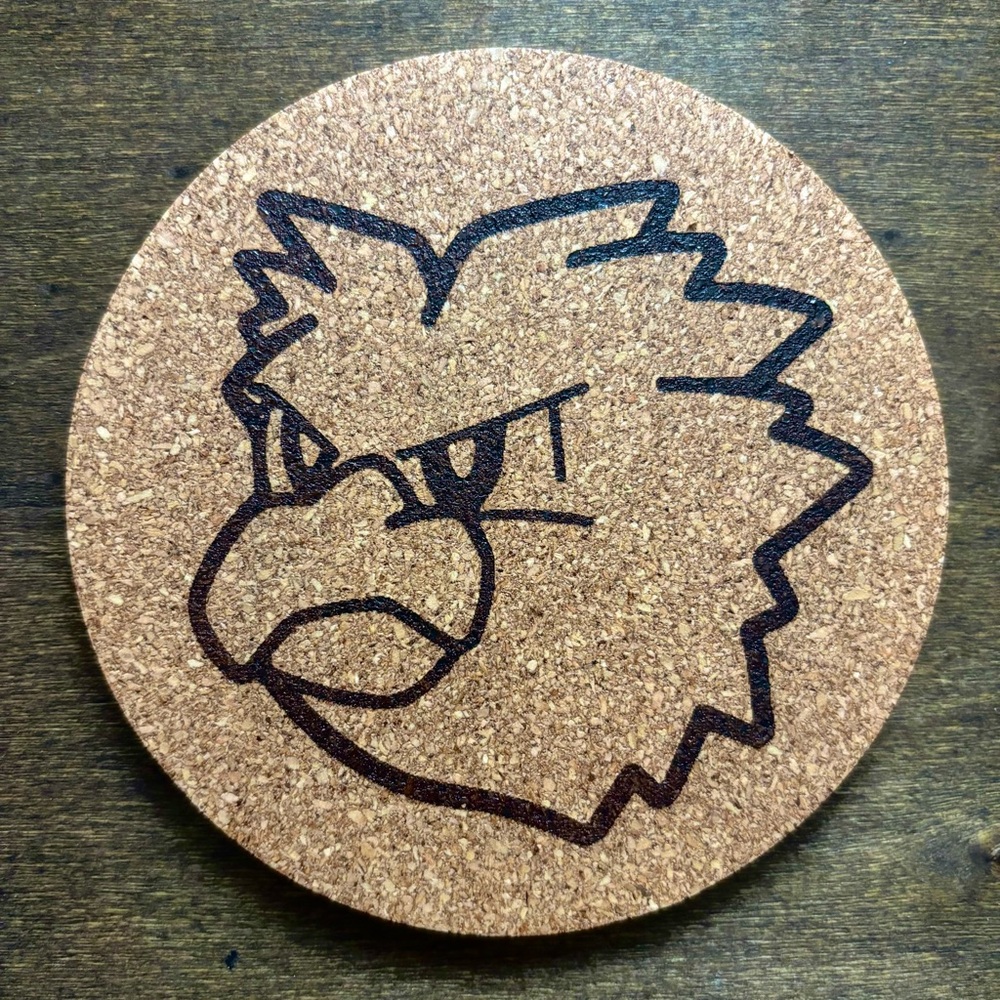 Pokemon Spearow Face Laser Engraved Cork Coaster
